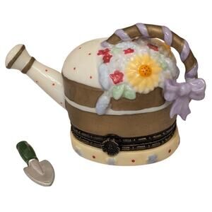 National Home Gardening Club Watering Can Porcelain Trinket Box